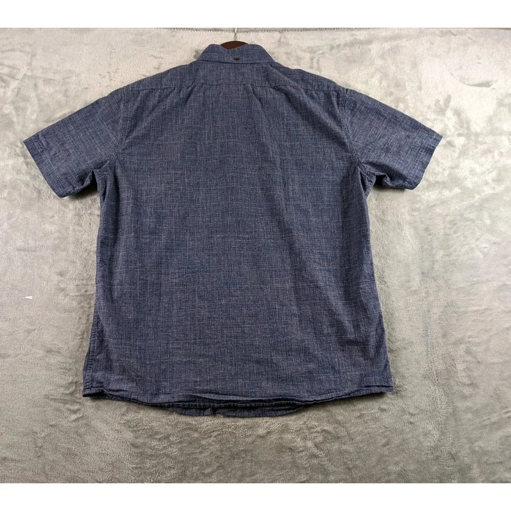 Taylor Stitch Shirt Men 42 Blue Organic Cotton Short Sleeve Button Up READ